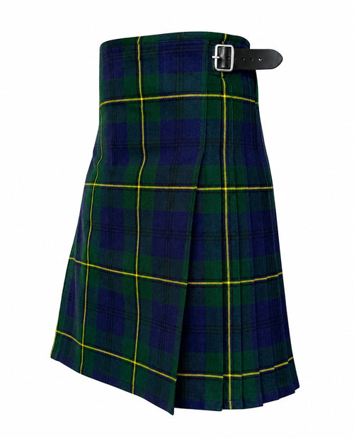 Clan Johnstone Modern Tartan Kilt in acrylic wool with traditional pleated design Side.