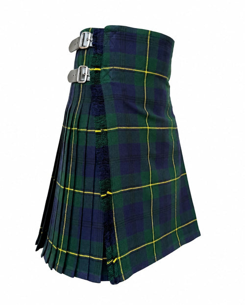 Clan Johnstone Modern Tartan Kilt in acrylic wool with traditional pleated design Side.