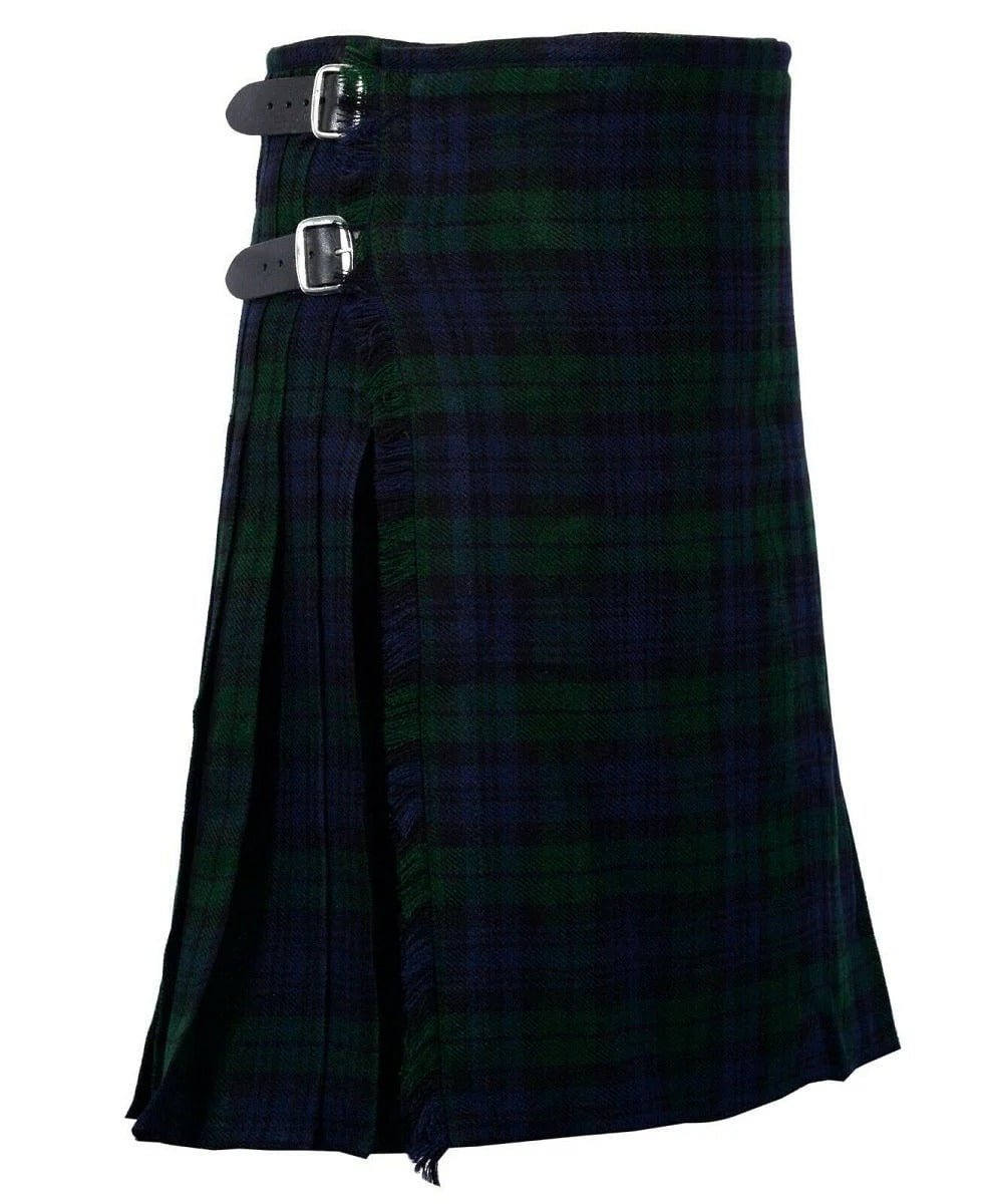 Black Watch Tartan Traditional Handmade Kilt - Acrylic Wool, 24" Drop
